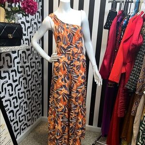 Nine West One-Shoulder Dress in Orange and Blue